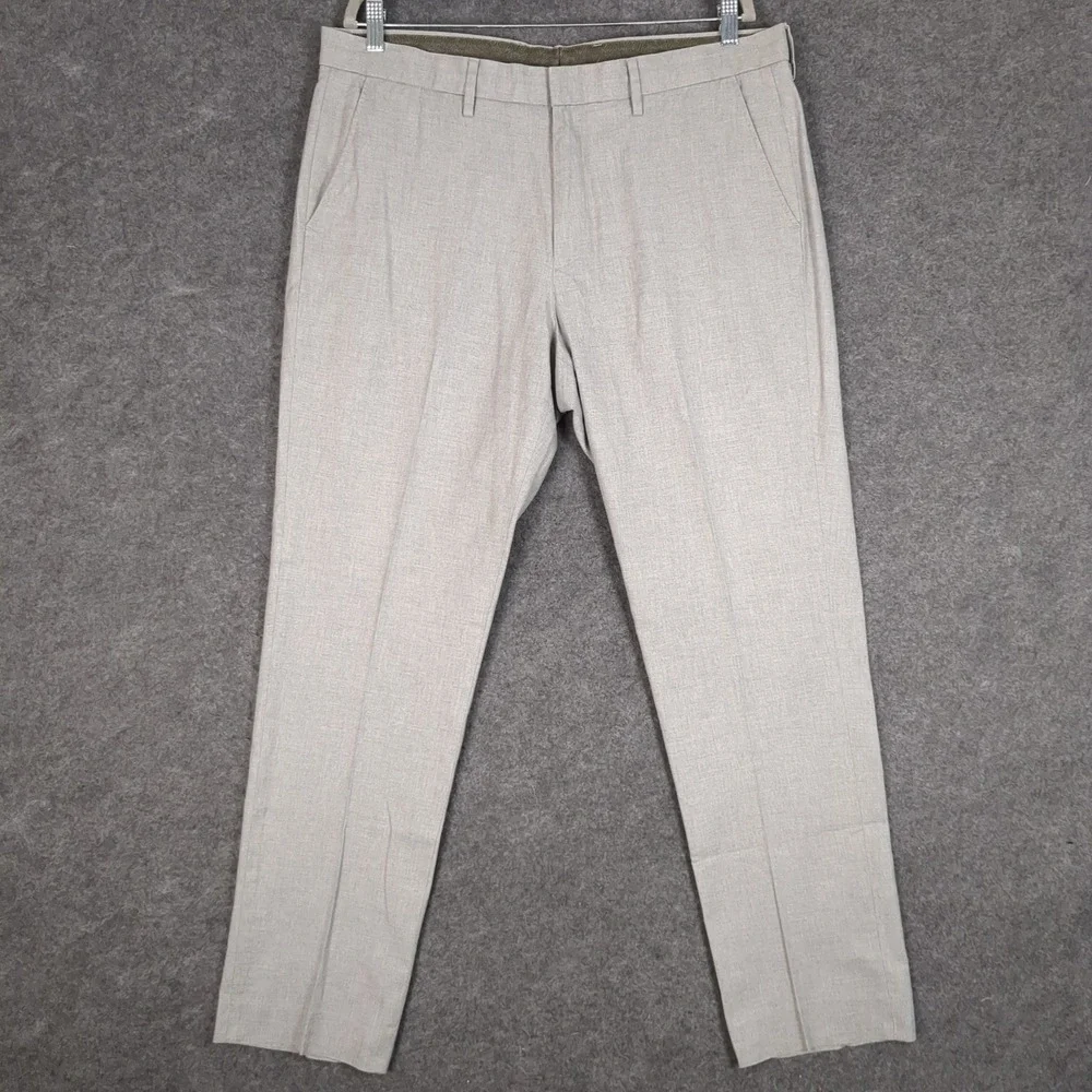 J.Crew‎ Bowery Slim Fit Dress Pants Mens 36x32 Heather Gray Textured Trousers